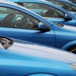 line of blue cars